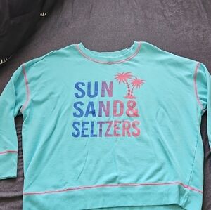 Maurices Teal Sweatshirt with Pink and Blue Print